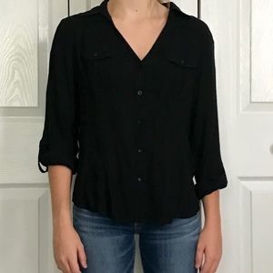 Black Button-up Collared Shirt